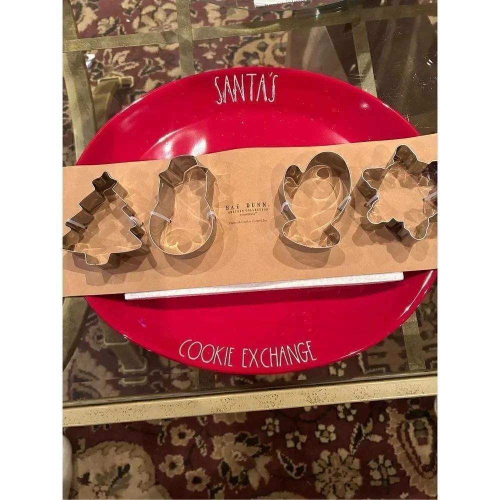 Rae Dunn Christmas Santa’s Cookie Exchange Platter 5 Piece Set New